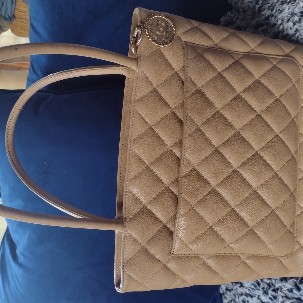 CHANEL Tan Quilted Tote Bag with Luxurious Design